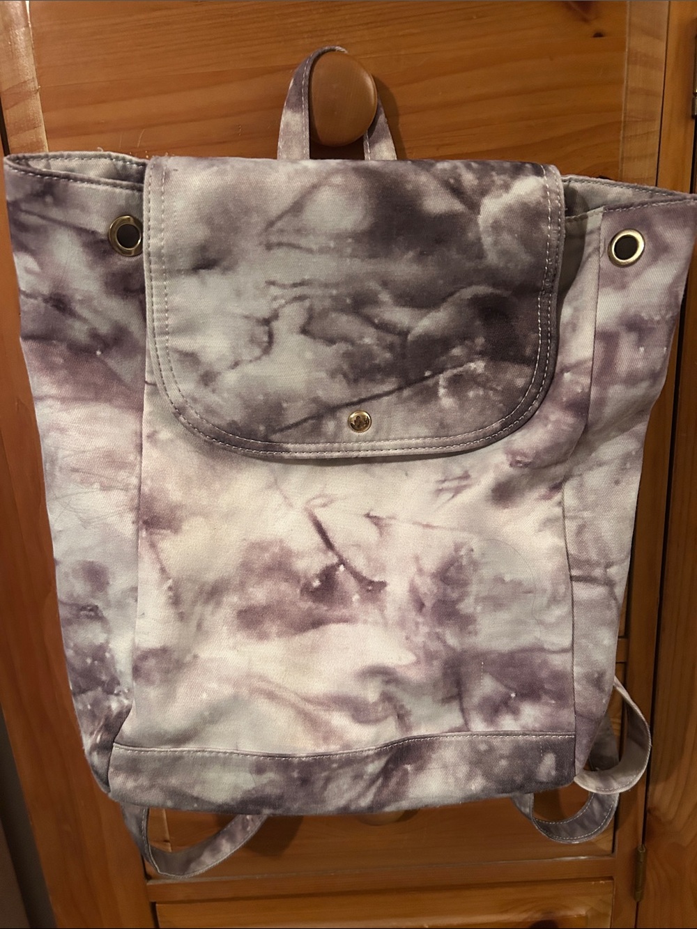 Tie-Dye Canvas Backpack - Lavender Gray